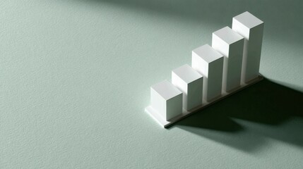 Clean 3D Chart on White Surface with Soft Reflecting Shadows