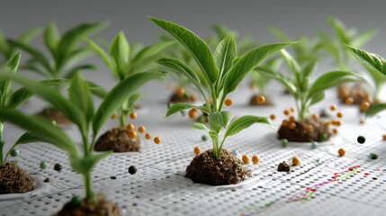 Close-Up Macro Shot of Green Plants Growing in Sustainable Soil