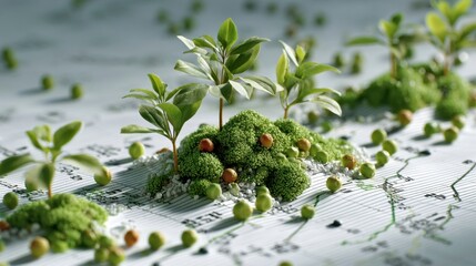 Macro Shot of Green Sustainable Plants on Textured Background