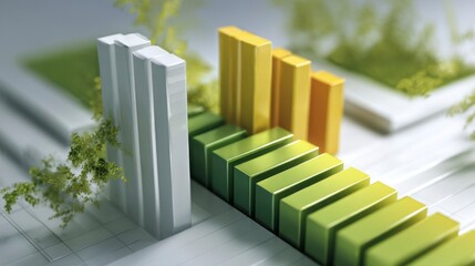 Close-Up Perspective of 3D Ecological Investment Growth Visualization