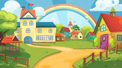 Fototapeta premium Vibrant Kindergarten Background Images: Playful Scenes with Colorful Classrooms, Toy Corners, Outdoor Playgrounds, and Cheerful Murals, Perfect for Preschool Materials, Educational Posters, Parent Com