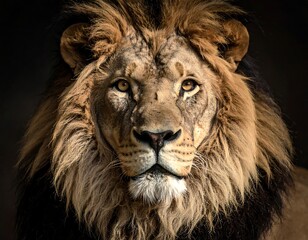 Fototapeta premium Close-up lion portrait, majestic gaze