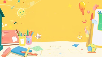 Vibrant Kindergarten Background Images: Playful Scenes with Colorful Classrooms, Toy Corners, Outdoor Playgrounds, and Cheerful Murals, Perfect for Preschool Materials, Educational Posters, Parent Com
