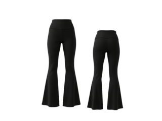 Elegant flared leggings in muted shade displayed on a isolated transparent surface, perfect for