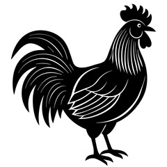 Proud Rooster Silhouette with Stylized Feathers
