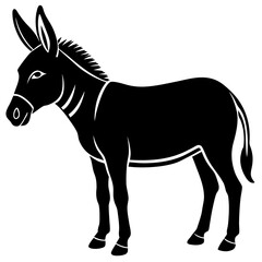 New Donkey Vector | Standing Mule Silhouette