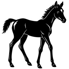 Obraz premium Happy Foal Vector | Young Horse Outline