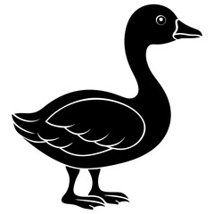Young Gosling Vector | Baby Goose Silhouette