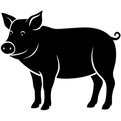 Smiling Pig Vector | Farm Animal Illustration