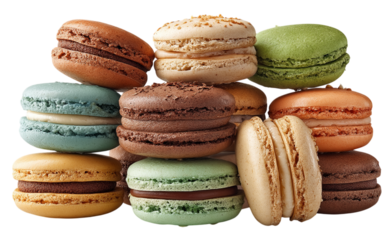 Colorful macarons stack with texture, creates product photography, website banners and posters.