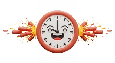 Animated clock with fireworks celebration graphic