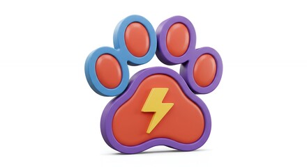 Obraz premium Colorful 3 d paw print graphic with lightning bolt