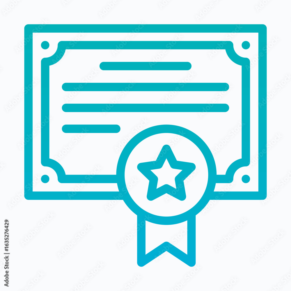 Poster certificate vector icon, isolated vector lineal gradient style icon,