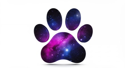 Colorful galaxy paw print graphic design