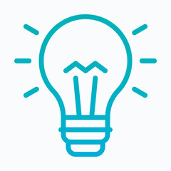 Idea, Light And Bulb Vector Icon, Isolated Vector Lineal Gradient Style Icon