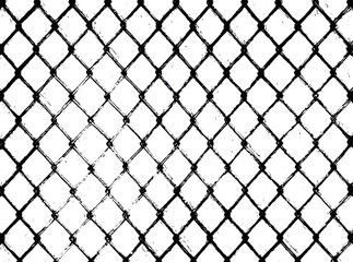 Fototapeta premium Abstract black and white diamond wire mesh pattern texture, Isolated On Transparent Background, Png, Cut Out