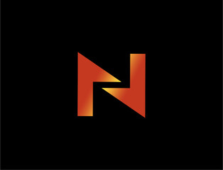 Modern orange red letter n logo