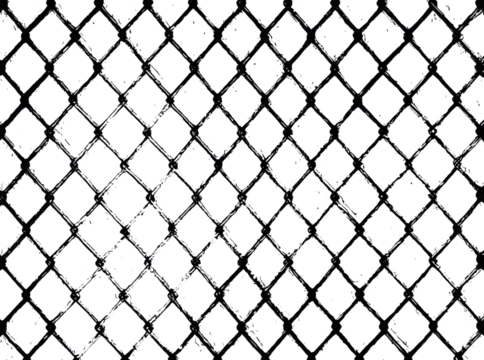 Abstract black and white diamond wire mesh pattern texture, Isolated On Transparent Background, Png, Cut Out