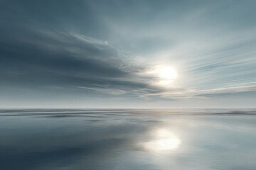 hyperrealistic ultraminimalist of sky featuring moonlight reflecting on calm water