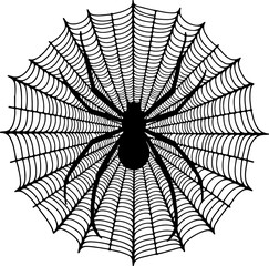 Obraz premium spider and web, spider, web, halloween, insect, vector, illustration, cobweb, net, animal, arachnid, nature, black, danger, spiderweb, horror, trap, silhouette, design, cartoon, pattern, art, symbol, 