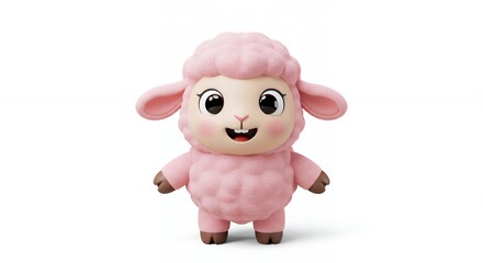 Naklejka premium Pink stuffed sheep toy
