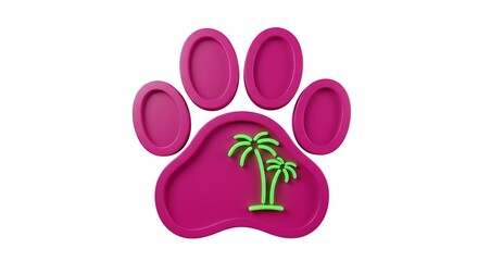 Tropical vacation pet paw print graphic