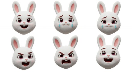 Various emotions of a cartoon rabbit