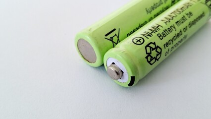 Close up shot of Ni-MH battery polarity