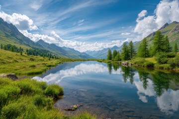 captivating summer landscapes featuring crystalclear lakes reflecting surrounding nature in  diverse countries