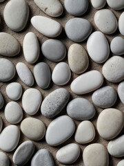 Fototapeta premium Minimalist White and Gray Pebbles Zen Tablet Wallpaper with Soft Shadows