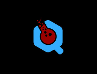 Abstract hexagon logo design with flask