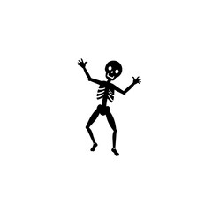 Obraz premium Silhouette of a Skeleton Dancing – Fun Spooky Halloween Vector Isolated on White Background