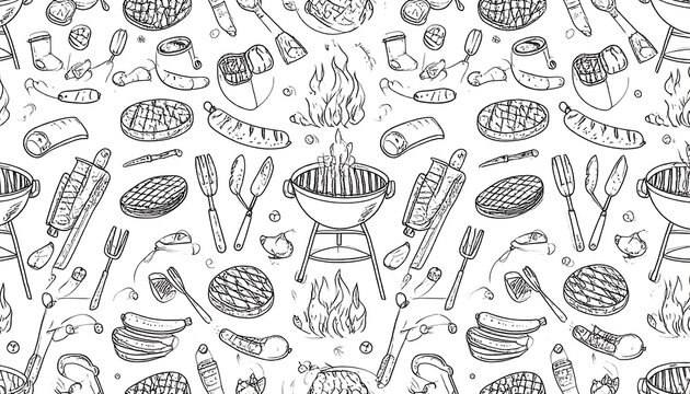 Hand-drawn BBQ pattern