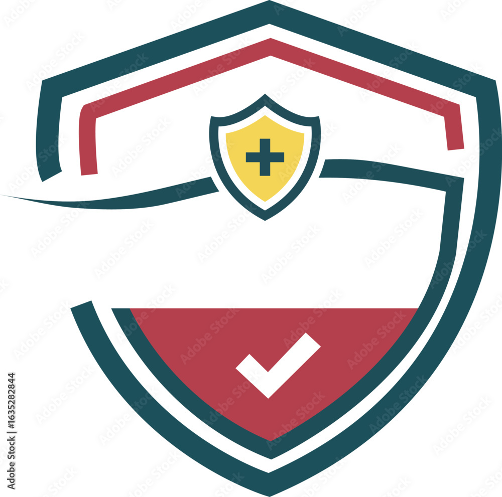 Poster a vector illustration of a security shield with a web protection symbol, a logo design element for b