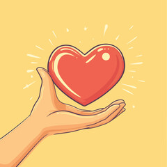 Hand making mini heart symbol. Love concept. Line Art Vector Illustration