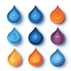 Set of World Water Day. Minimal water drop shape symbol. Sustainable of Renewable resource, Ecology and Environment concept. Paper art vector illustration