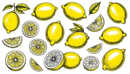 Hand-drawn lemon collection