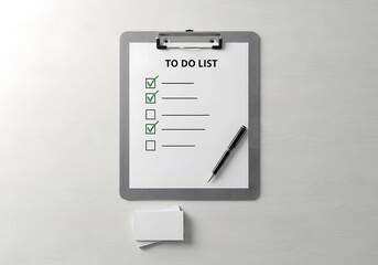 Clipboard with To Do List and Green Checkmarks and Pen task