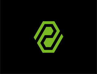 Obraz premium Lime green hexagon logo design graphic