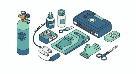 Medical equipment collection isometric illustration