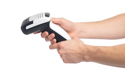 Fototapeta premium Hands holding a barcode scanner