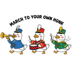 Marching Duck Band: A Fun & Festive Illustration