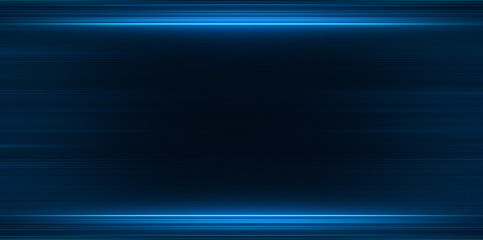 blue abstract background，With a dark blue background, two upper and lower blue light strips are clear and horizontal, creating a sense of technology and a profound atmosphere.
