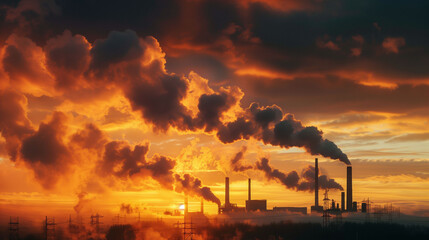 Dark Clouds of Smoke from Factories Contributing to Environmental Destruction