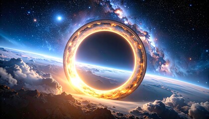 Cosmic Ring Nebula in Dark Space
