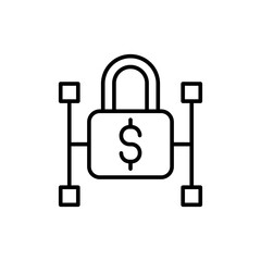 Financial security outline icons, minimalist vector illustration ,simple transparent graphic element .Isolated on white background