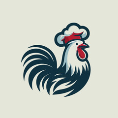 rooster chef logo illustration 