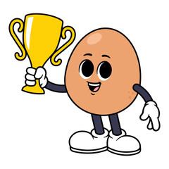Vector Egg Character Holding a Trophy