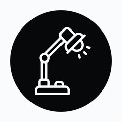 Desk Lamp Vector Icon, Isolated Vector Circular Style Icon