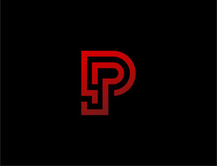 Red letter p logo design